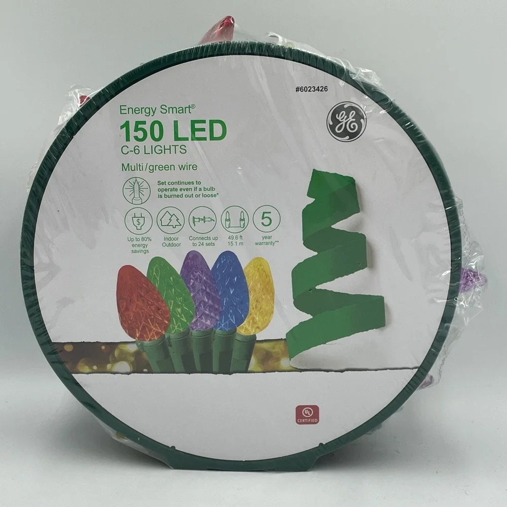 GE StayBright 150-Count 49.6 ft Multicolor C6 LED Christmas String Lights NEW